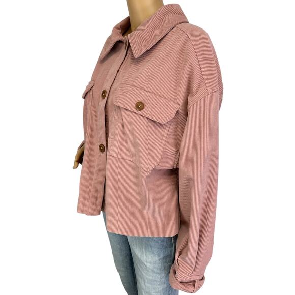 Avec Les Filles x Anthropologie Corduroy Shacket Rose Pink Relaxed Size XL - Picture 7 of 12